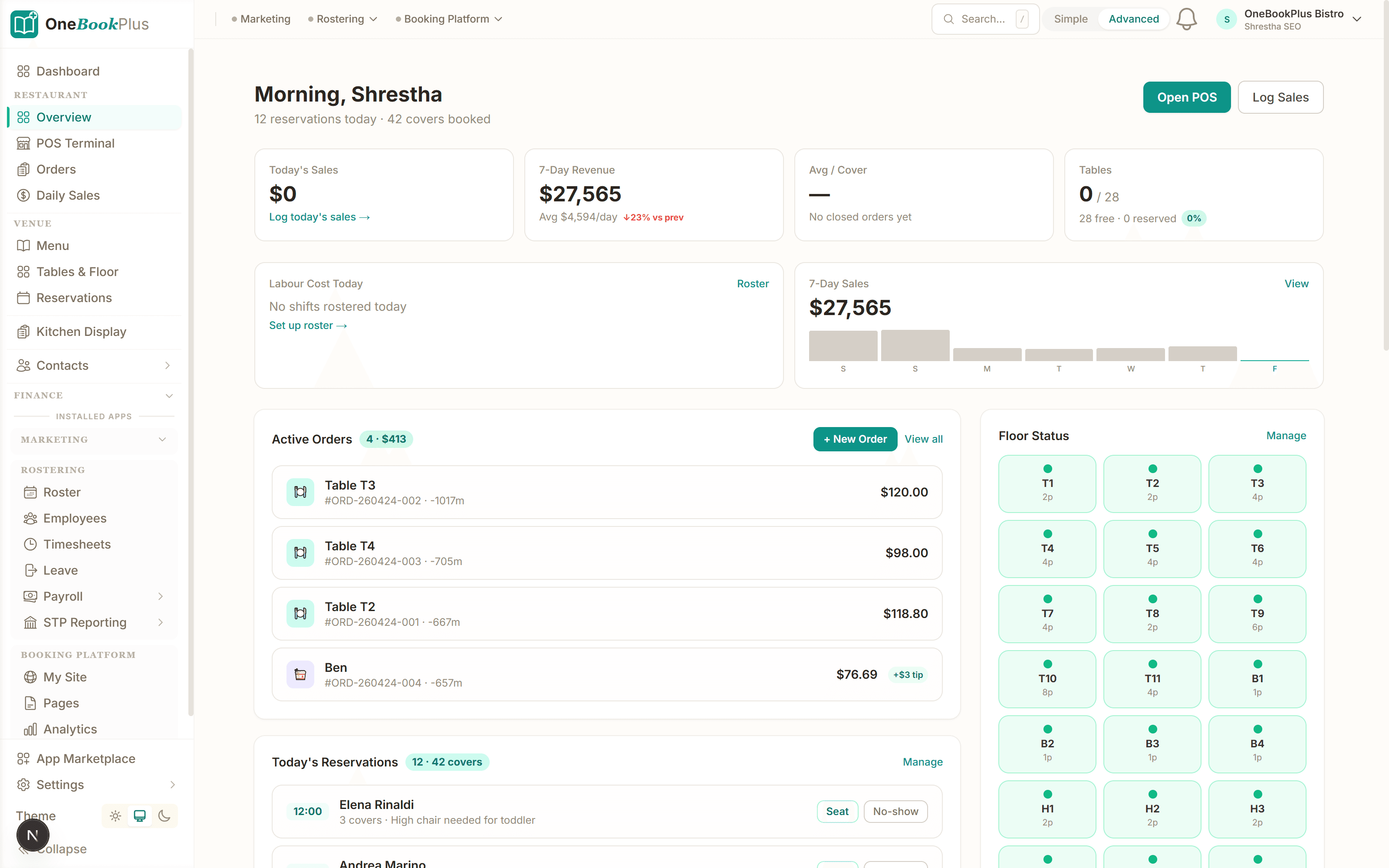 Dashboard at a glance — key numbers and recent activity