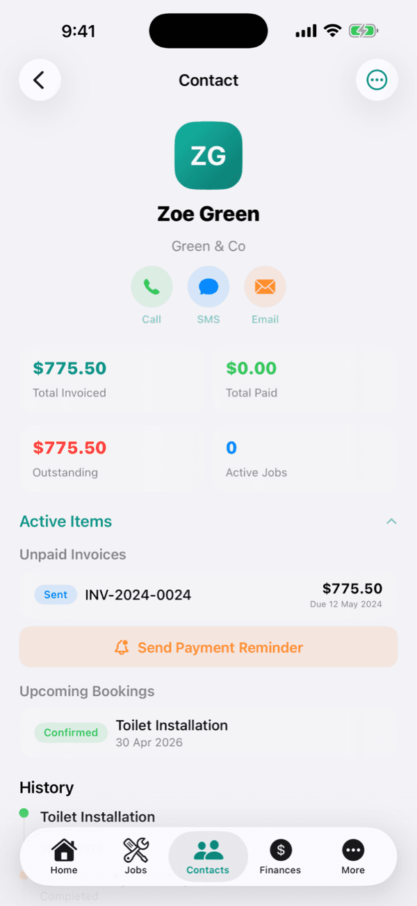 Contacts and CRM on the OneBookPlus iPhone app