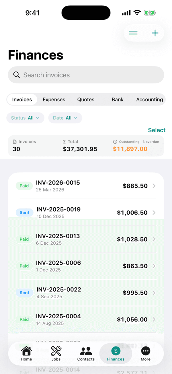 GST invoicing in the OneBookPlus iOS app