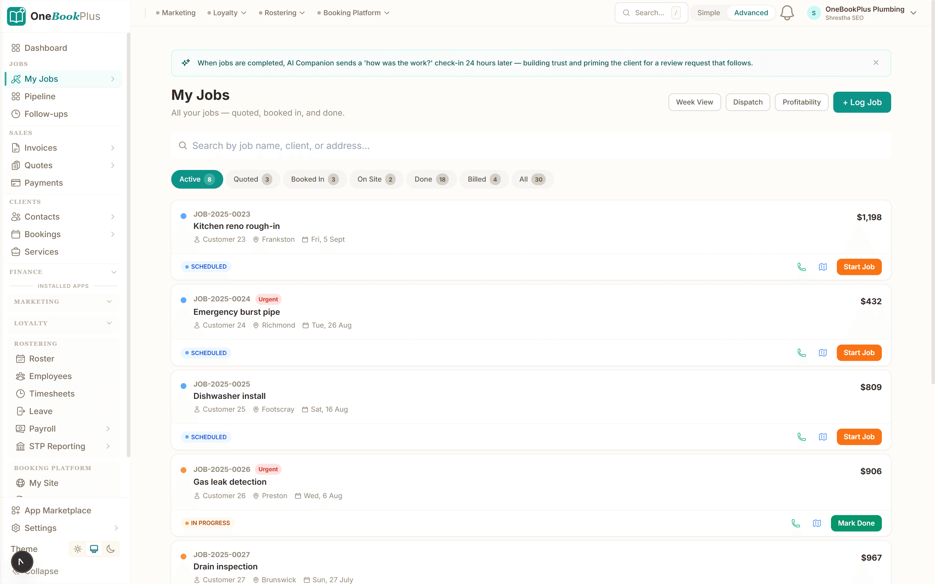 Drag-and-drop job pipeline