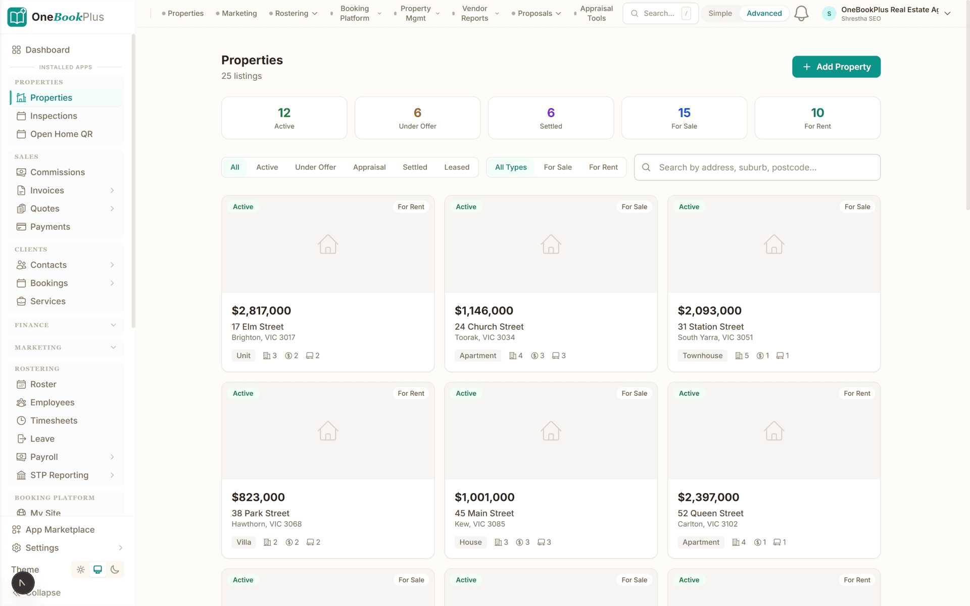 The rent roll on one dashboard