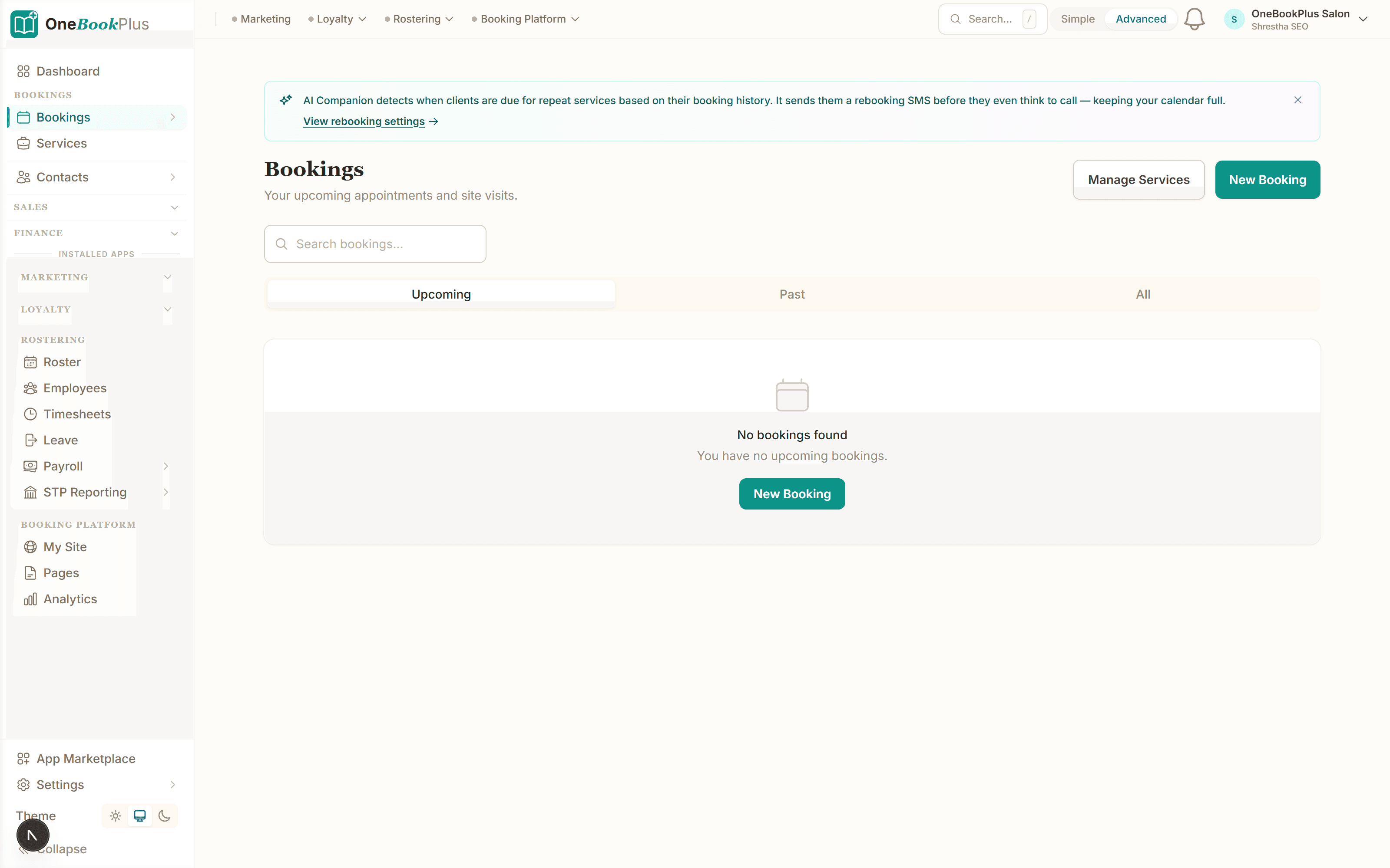 Appointment schedule with client context