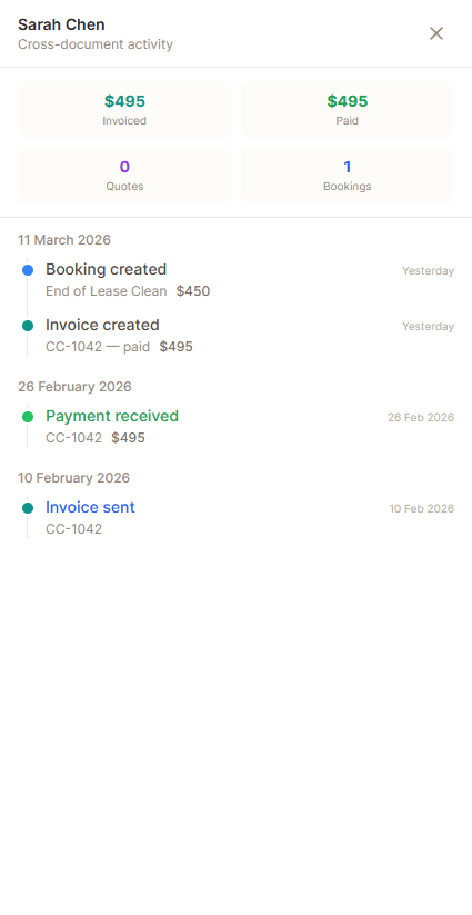 Call transcript on the contact timeline