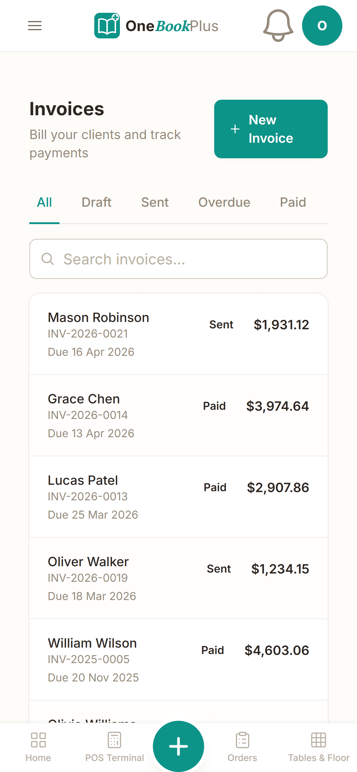 Wholesale weekly invoice to a cafe client