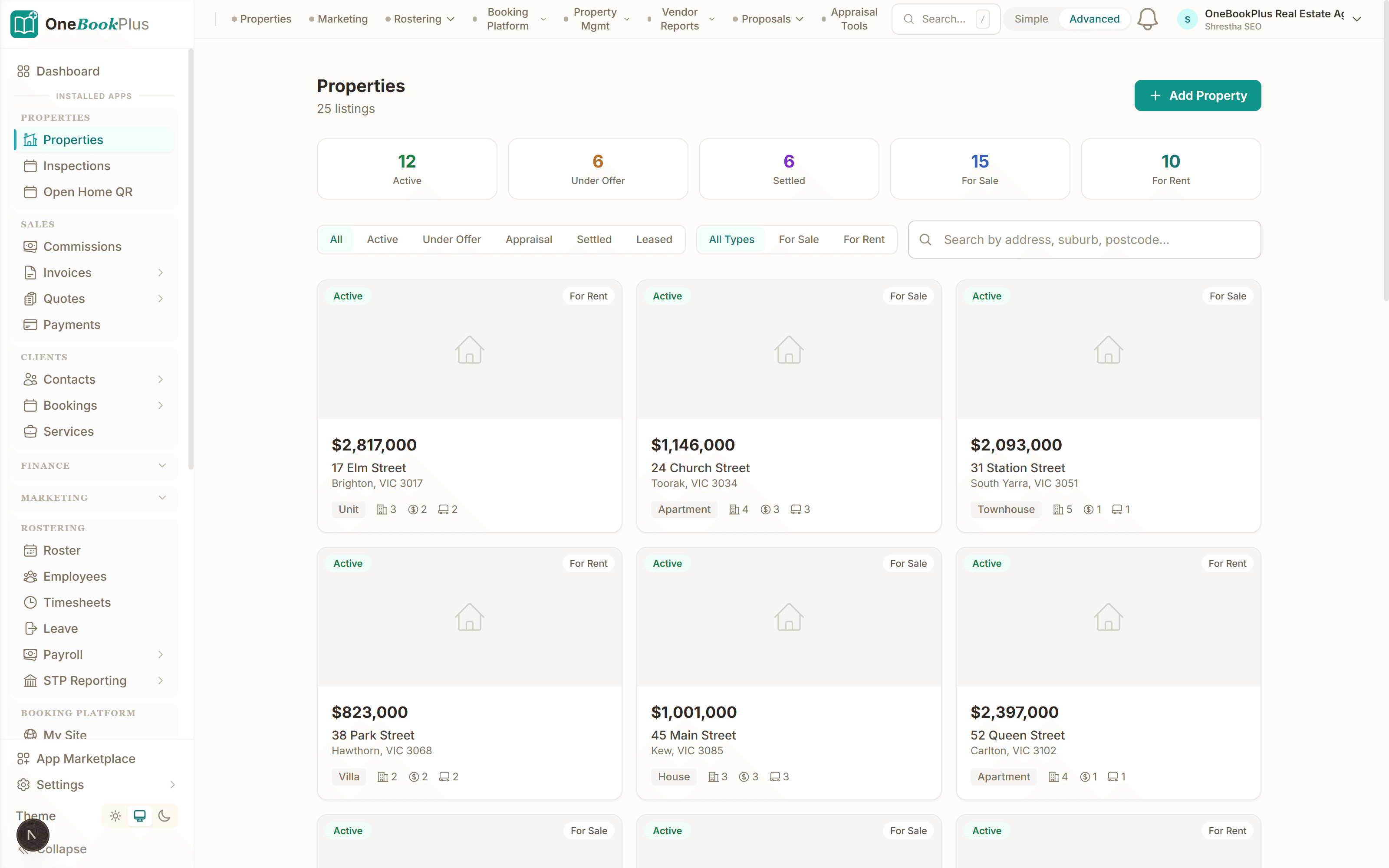 The rent roll on one dashboard