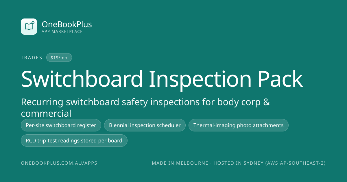 Switchboard Inspection Pack — OneBookPlus App Marketplace